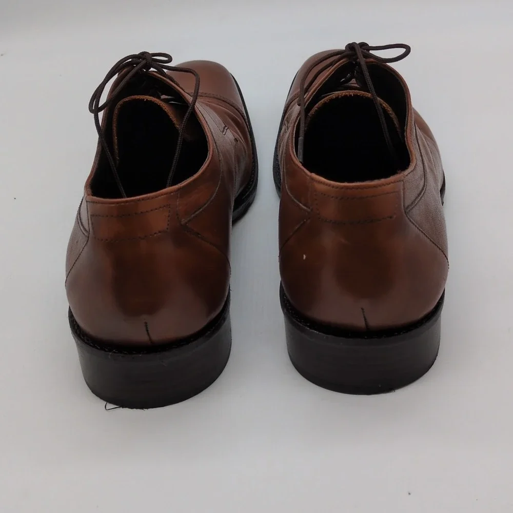 Johnston & Murphy Shoes Mens Novick Brown 10 Leather Oxfords Lace Up Cap Toe